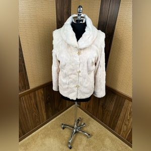 Zuki Made In Canada Designer Cream/White Colored Goat Fur Coat Jacket MEDIUM